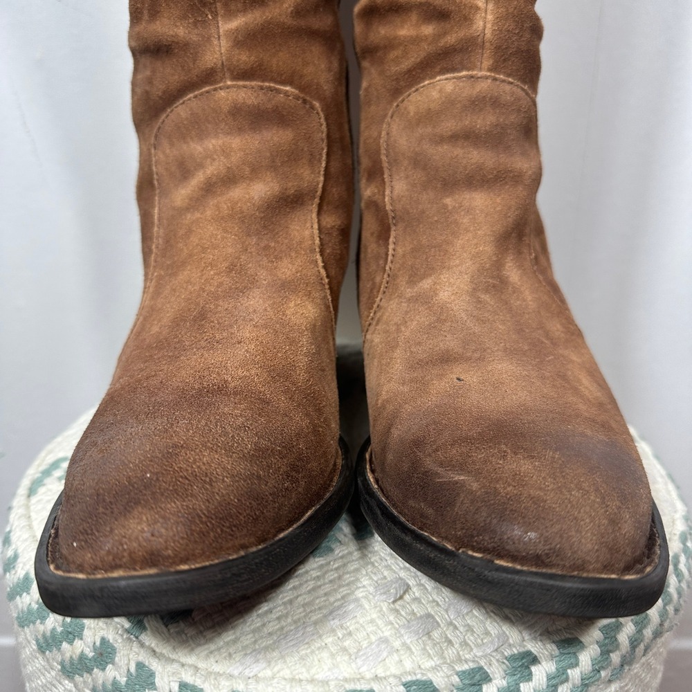 Born Felicia Leather Knee High Boots Brown Distressed Suede Lace Back Women 9.5 - Picture 10 of 16